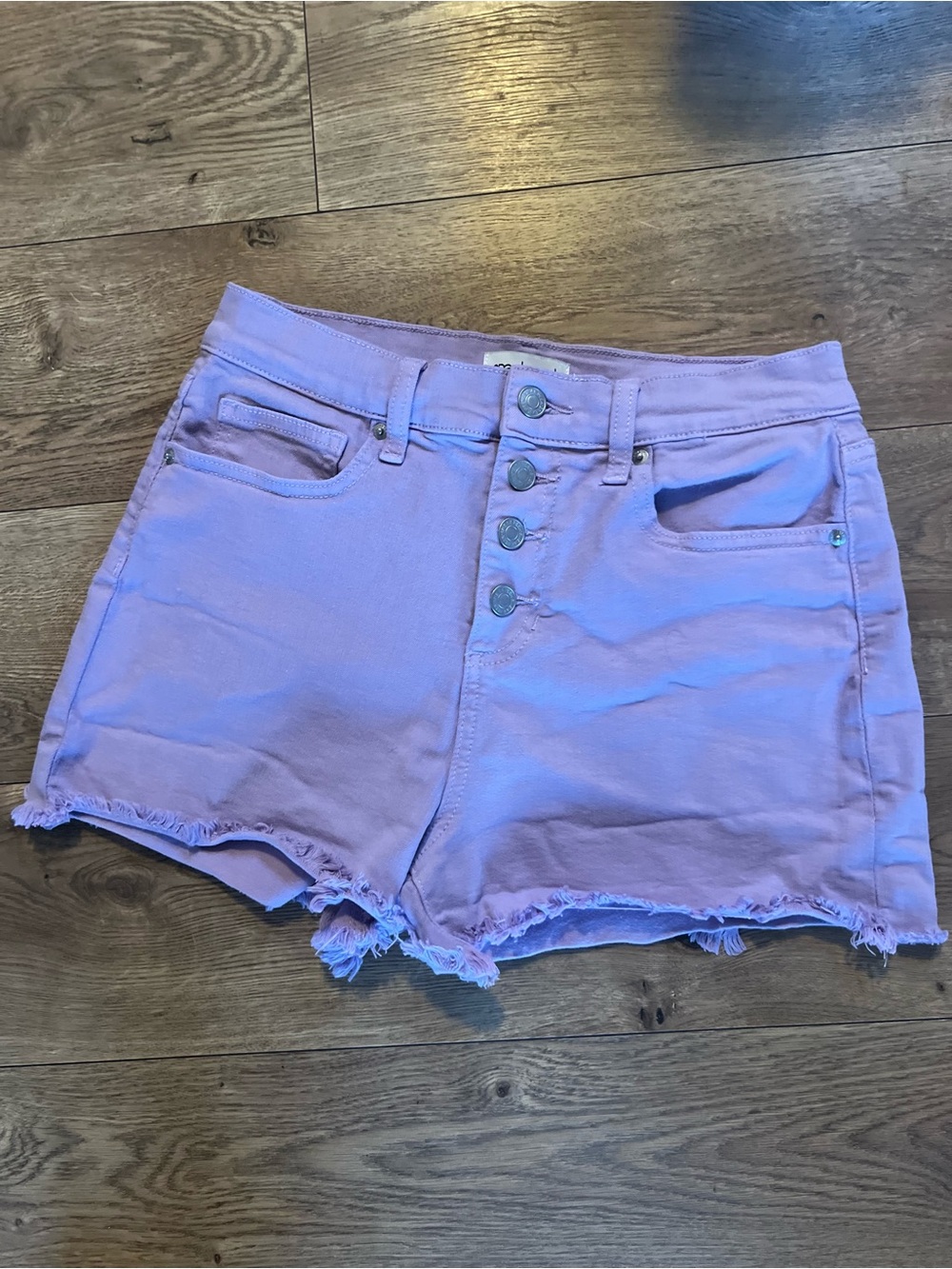 Sneak Peek Lavender High-Rise Button-Front Denim Shorts